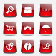 SEO Internet Sign Square Vector Red Icon Design Set 10 N6