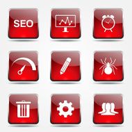 SEO Internet Sign Square Vector Red Icon Design Set 8 N9
