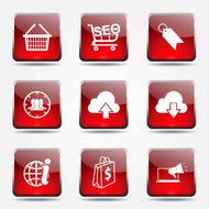 SEO Internet Sign Square Vector Red Icon Design Set 7 N8