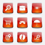 SEO Internet Sign Square Vector Orange Icon Design Set 10 N7