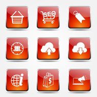 SEO Internet Sign Square Vector Orange Icon Design Set 7 N9