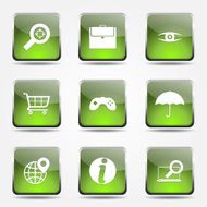 SEO Internet Sign Square Vector Green Icon Design Set 10 N9