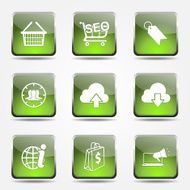 SEO Internet Sign Square Vector Green Icon Design Set 7 N8
