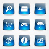 SEO Internet Sign Square Vector Blue Icon Design Set 10 N9