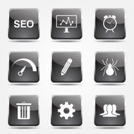 SEO Internet Sign Square Vector Black Icon Design Set 8 N9