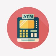 shopping cash register flat icon with long shadow eps10 N21