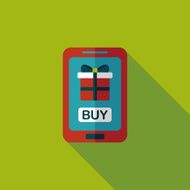 cell phone online shopping flat icon with long shadow eps10 N12