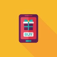 cell phone online shopping flat icon with long shadow eps10 N13