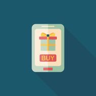 cell phone online shopping flat icon with long shadow eps10 N14