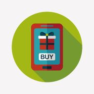 cell phone online shopping flat icon with long shadow eps10 N15