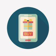 cell phone online shopping flat icon with long shadow eps10 N16