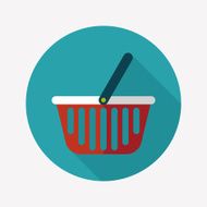 shopping basket flat icon with long shadow eps10 N16