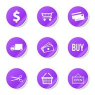 Shopping Sign Violet Vector Button Icon Design Set N7