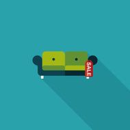 shopping sale sofa flat icon with long shadow eps10 N2