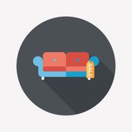 shopping sale sofa flat icon with long shadow eps10 N3