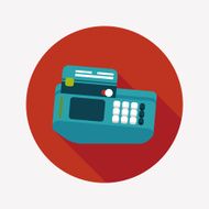 Shopping credit card machine flat icon with long shadow eps10 N5