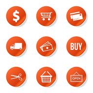 Shopping Sign Orange Vector Button Icon Design Set N6