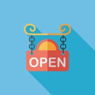 shopping store sign flat icon with long shadow eps10 N71