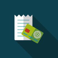 shopping credit card bill flat icon with long shadow eps10 N15