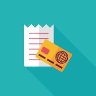 shopping credit card bill flat icon with long shadow eps10 N16