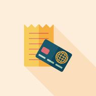shopping credit card bill flat icon with long shadow eps10 N17
