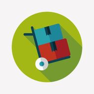 shopping handling trolley flat icon with long shadow eps10 N27