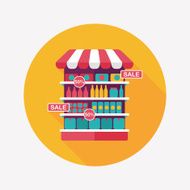 shopping grocery store flat icon with long shadow eps10