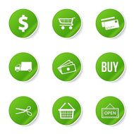 Shopping Sign Green Vector Button Icon Design Set N7