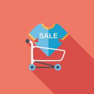 shopping sale sign board and cart flat icon