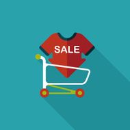 shopping sale sign board and cart flat icon N2