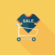 shopping sale sign board and cart flat icon N4