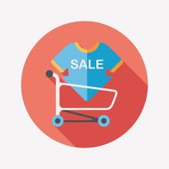 shopping sale sign board and cart flat icon N5