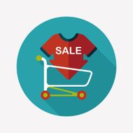 shopping sale sign board and cart flat icon N6