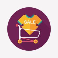 shopping sale sign board and cart flat icon N7