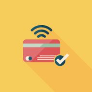 shopping credit card flat icon with long shadow eps10 N7