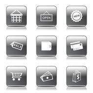 Shopping Sign Square Vector Black Button Icon Design Set 2 N10