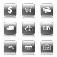 Shopping Sign Square Vector Black Button Icon Design Set N10