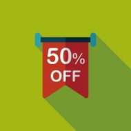 shopping sale sign flag flat icon with long shadow eps10 N17