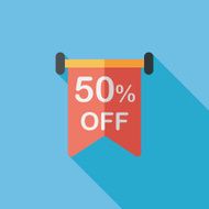 shopping sale sign flag flat icon with long shadow eps10 N18