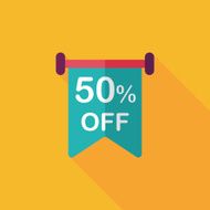 shopping sale sign flag flat icon with long shadow eps10 N19