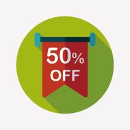 shopping sale sign flag flat icon with long shadow eps10 N21