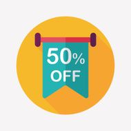 shopping sale sign flag flat icon with long shadow eps10 N23