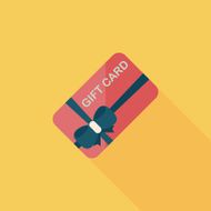 shopping gift card flat icon with long shadow eps10 N2
