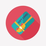 shopping gift card flat icon with long shadow eps10 N3