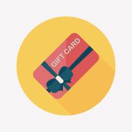 shopping gift card flat icon with long shadow eps10 N4