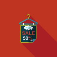 shopping sale sign flag flat icon with long shadow eps10 N26