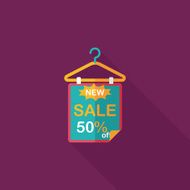 shopping sale sign flag flat icon with long shadow eps10 N27