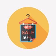 shopping sale sign flag flat icon with long shadow eps10 N29