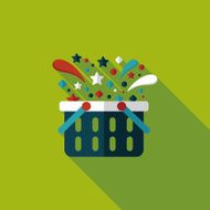 shopping basket flat icon with long shadow eps10 N18