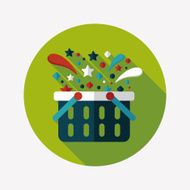 shopping basket flat icon with long shadow eps10 N22